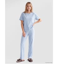 LCW DREAM Mavi Bisiklet Yaka Kadın Pijama Takım
