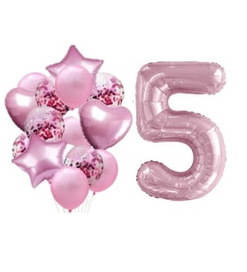 Pembe 5 Yaş Folyo Balon Set