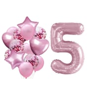 Pembe 5 Yaş Folyo Balon Set