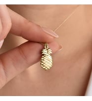 14 Ayar Altın Kaplama Ananas Figürü Gümüş Kolye - CN00439