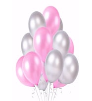 Pembe - Gümüş Gri  Balon 25 Adet ( Balonlar Sönüktür)