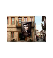 Mustafa Kemal Atatürk Askeri Üniformalı Poster Bayrak Premium Raşel Kumaş 300x450cm ATA41
