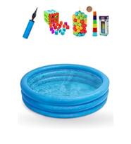 3 Boğumlu Mavi Havuz + Eğitici Set 114 x 25 cm Havuz- Şişme Havuz 100 Top + Oyuncak - Kristal Havuz (Çok Renkli)