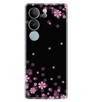 Vivo V29 Kılıf Desenli Silikon Black Flowers 1391