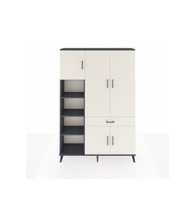 Arges Gardrop 8 Raflı Tek Çekmeceli 5 Kapaklı 132x30x195 Antrasit-Aytaşı