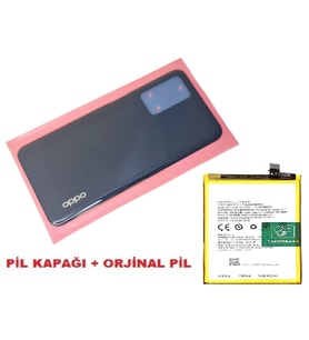 Tkgz Oppo A16 Arka Pil Batarya Kapağı + PİL (CAM) SİYAH