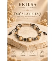 Sertifikalı Doğal Akik Taşı Hematit Aparatlı Ayarlanabilir El İşçiliği Makrome Bileklik