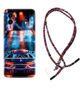 Vivo Y15S Y32 Y33S Y51 Y53S Kılıf Boyun Asklı Rasta Silikon Neon Cars 1724