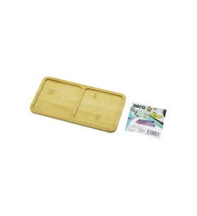 DİKDÖRTGEN 2 BÖLMELİ AHŞAP BAMBU YAĞDANLIK ALTLIK MİNİ TEPSİ 12 X 23.4 X 0.8CM (5343)