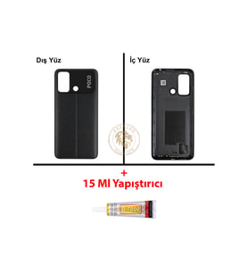 Yapıştırıcı Poco C55 Siyah Yapıştırıcı Arka Pil Kapağı Batarya Kapağı + B-7000 Yapıştırıcı