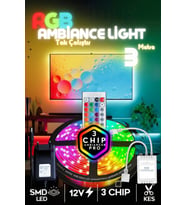 Tv Arkası Yatak Çocuk Odası Mutfak salon Rgb Şerit Led uzaktan kumandalı Tak Çalıştır 3 Metre