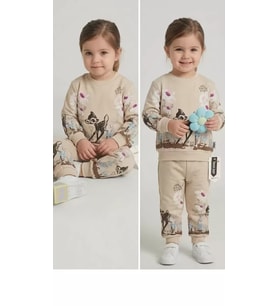 Northcity 2-3-4-5 Yaş Ceylan Baskılı Penye Çocuk Takımı - Antialerjik & Güvenli Bebek Giyimi