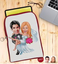 BK Gift Kişiye Özel Evleniyoruz Karikatürlü Taşınabilir Koruyucu Tablet Kılıfı & Organizer Çanta - Kırmızı-9
