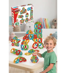 Eğitici Geometrik Yapı Blokları 64 Parça Zeka Geliştirici Puzzle Tak Çıkar Oyuncak 3+ Yaş