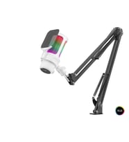 Profesyonel Ayarlanabilir Masa Kolu Askılı Rgb Mikrofon 192 Khz / 24Bit Type-C - Beyaz M835W