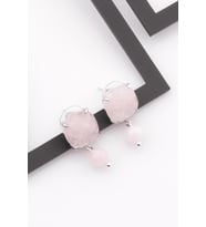 Pembe Kuvars Doğal Taş Küpe