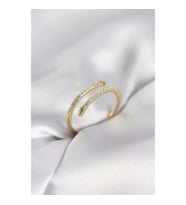 Mey İthalat® Gold Renk Yılan Kuyruk Model Zirkon Taşlı Kadın Yüzük