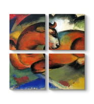 TabloShop - Franz Marc - The Red Bull Tablosu (Model 26) - 4 Parçalı