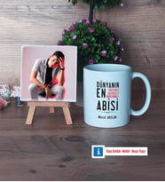 Abiye Hediye Fotoğraflı Dekoratif Taş, Kupa Bardak Beyaz Hediye (Model 1)
