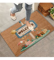 Valerine Life Piknik Temalı Welcome Kapı Önü Paspası 45x70cm (Kahverengi)