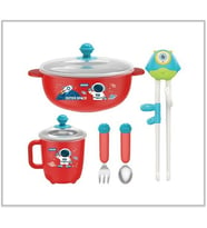 Vagon Life Çelik Yemek Takımı 5 Parça Uzaylı Kırmızı C-1010