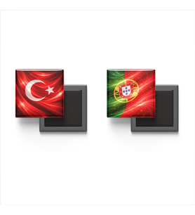 Buzdolap Magnetleri - Portekiz Bayrağı ve Türk Bayrağı - 2'li Set Magneti