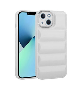Apple iPhone 13 Kılıf Kamera Korumalı Parlak Airbag Galya Kılıf (Beyaz)