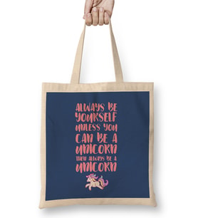 Always Be Yourself Unless You Can Be A Unicorn Pastel Bez Çanta Uzun Saplı