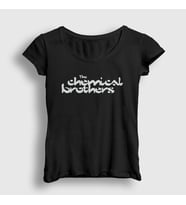 Presmono Kadın Beyaz Logo The Chemical Brothers T-Shirt 554899tt (Siyah)