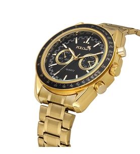 Polo Air Spor Kasa Erkek Kol Saati Gold Siyah Renk PL-0991E4x (Siyah-Gold)