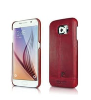Pierre Cardin Galaxy S6 Edge ile Uyumlu Deri Arka Koruma Paneli Kırmızı PCL-P03