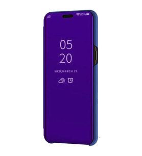 Xiaomi Redmi Note 9 Aynalı Kapaklı Lüx Kılıf (Mavi)
