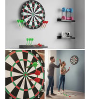 Şık Tasarımlı 15 İnç Dart Tahtası Metal Uçlu 4 Ok Seti