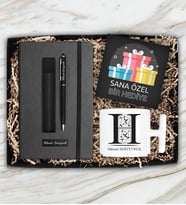 Kişiye Özel Defter & Kişiye Özel Deri Kılıf Touch Pen Kalem & Kişiye Özel İsimli T Kupa Hediye Seti