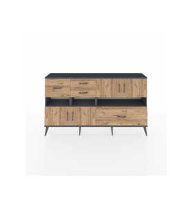 Arges Konsol 5 Raflı 4 Çekmeceli 4 Kapaklı 176x30x99 Antrasit-Çam