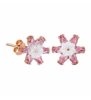 Gümüş Pembe Lotus Çiçeği Küpe