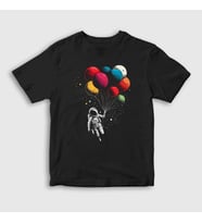 Presmono Unisex Çocuk Siyah Astronot Balon Astronaut Balloon T-Shirt 420117tt