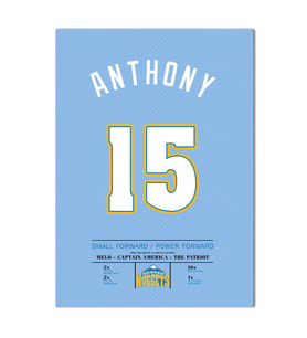 Carmelo Anthony Forma Kanvas Tablo 40x55cm NBA Denver Nuggets Jersey