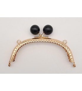 Angel Çanta Aksesuar 12.5 cm Siyah Toplu Oval Çanta Klipsi Çanta Bursu Light Gold Metal