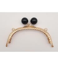Angel Çanta Aksesuar 12.5 cm Siyah Toplu Oval Çanta Klipsi Çanta Bursu Light Gold Metal
