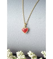 Kalp Mineli Gümüş Kolye 925 Ayar  Gümüş Zincir (Gold)