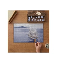 Yelkenli Beyaz Gemi Tasarımı 240 parça Ahşap Puzzle Ahşap Kutuda MP07173
