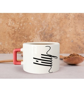 BK Gift Kişiye Özel İsimli Pembe Kulplu Çay & Kahve Fincanı-25, Arkadaşa Hediye, Sevgiliye Hediye