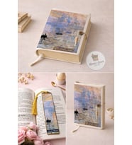 Kitap Kılıfı ve Metal Kitap Ayracı Seti (Claude Monet Gün Doğumu)