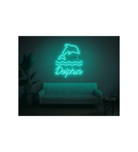 Dolphin Yazılı ve Figürlü Neon Tabela