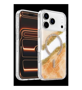 Onegif Apple İphone 17 Pro Lotus Simli Magsafe Kapak - Turuncu