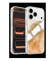 Onegif Apple İphone 17 Pro Lotus Simli Magsafe Kapak - Turuncu