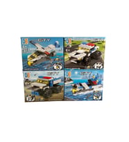 Polis Araçları Blok Oyun Seti Lego Kamyon Araba Helikopter 4 Kutu (Çok Renkli)