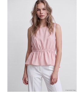 LCW Vision Pembe Bisiklet Yaka Peplum Bluz