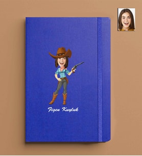 Kişiye Özel Kadın Model 13x21 Mavi Defter-30